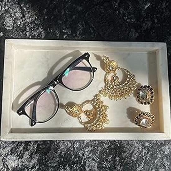 Высокий 12-дюймовый мраморный поднос для ванной комнаты, кухни, туалетного столика, каменного туалетного столика, органайзера