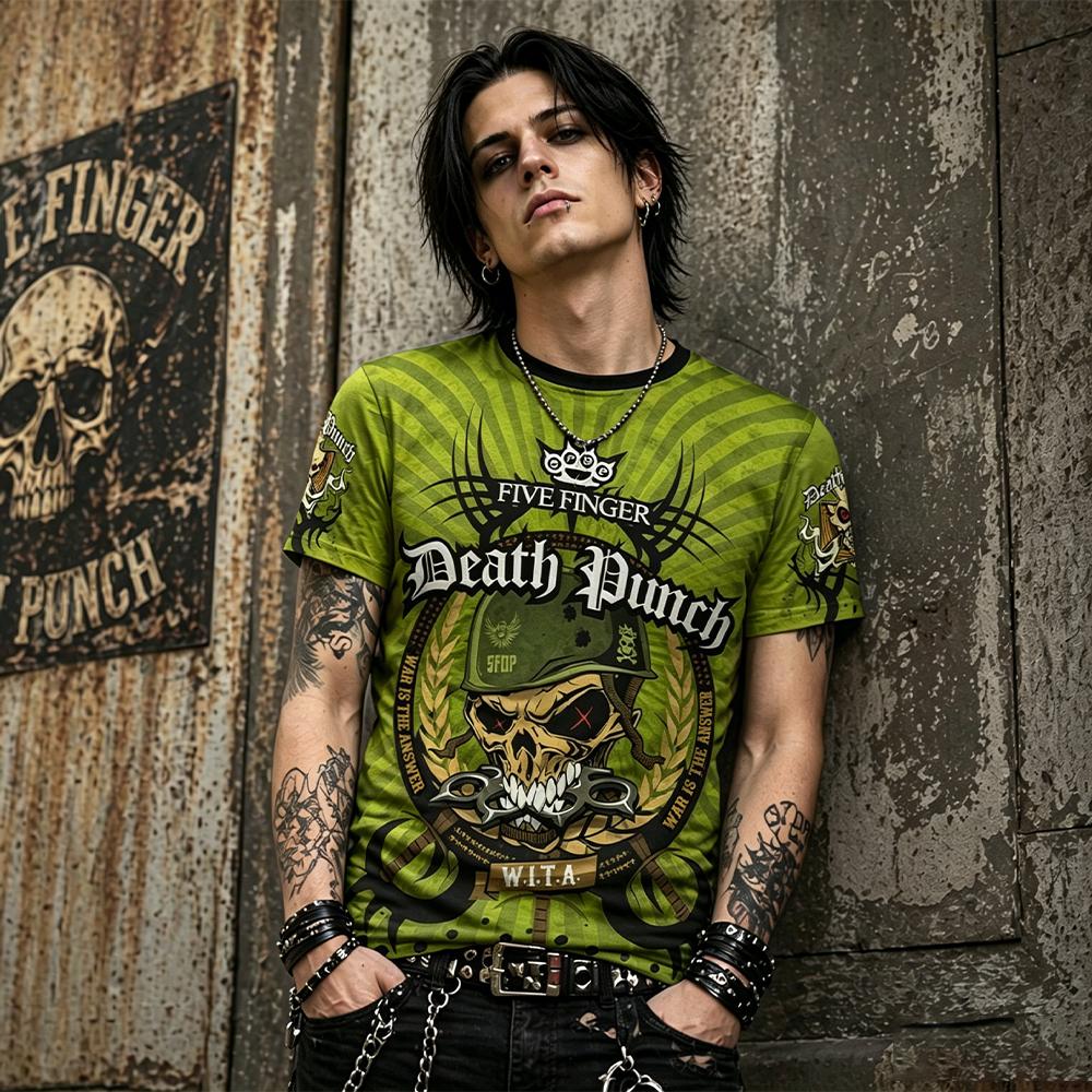 2026 Мужская футболка для фанатов 5FDP Five Finger Death Punch Хэви-метал группа 3D-печать С коротким рукавом Унисекс Уличная Рок-футболка