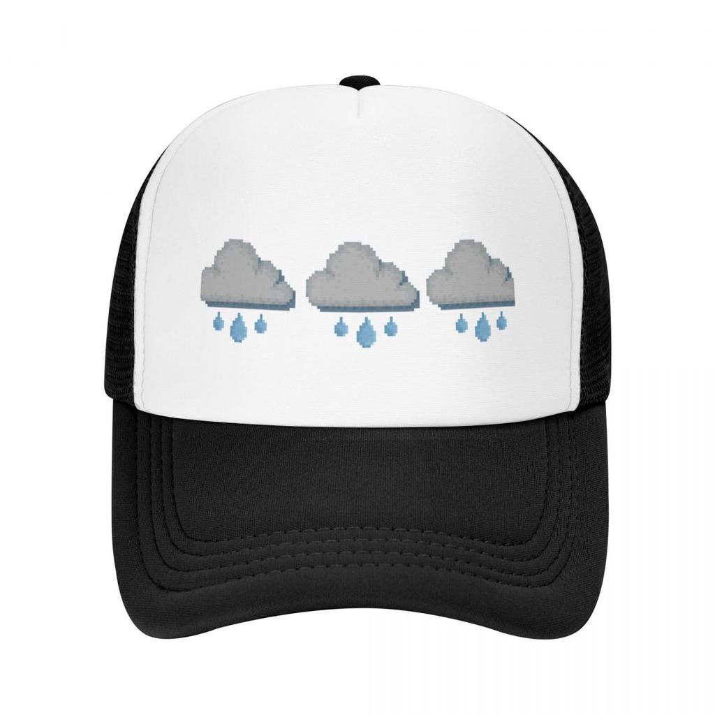 Ретро Pixel Grumpy Rain Cloud Weather Icon Design Бейсбольная кепка из пены для вечеринки, шляпы в стиле милитари, мужская кепка, мужская кепка, женская