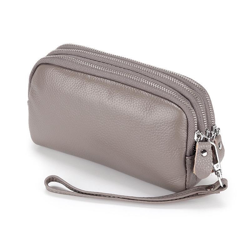 Очень большой женский клатч из коровьей кожи: Трехслойный кошелек-браслет на молнии и кожаный кошелек для телефона из натуральной кожи.