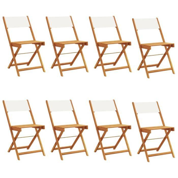 VidaXL Chaises de jardin pliantes lot de 8 tissu et bois massif, siège de jardin, chaise de patio, chaise à manger de 3214612