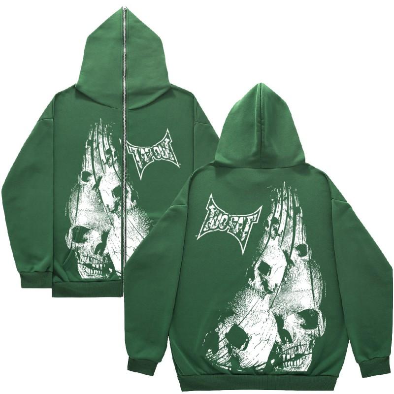 Oversized Zip-Up Hoodie Unisex Streetwear Gothic Urban Sweatshirt Men Women Casual Wear