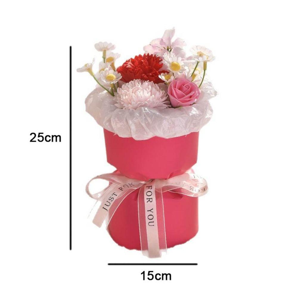 Carnation Rose Bouquet Artificial Hand Holding Soap Flower Decoration Fake Flower  Valentine Day
