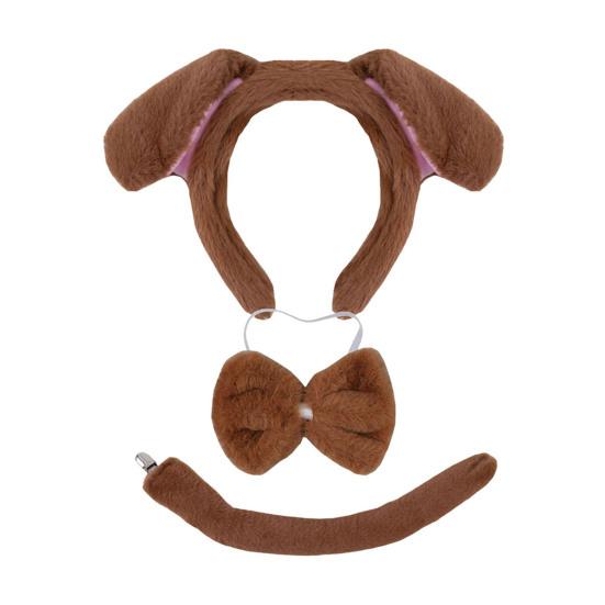 2/3/4 шт./компл., набор из собачьих ушей и колец для волос для взрослых и детей, плюшевый хлопковый наполнитель, нос, хвост, галстук-бабочка для косплея, рождественский подарок на вечеринку в честь Хэллоуина