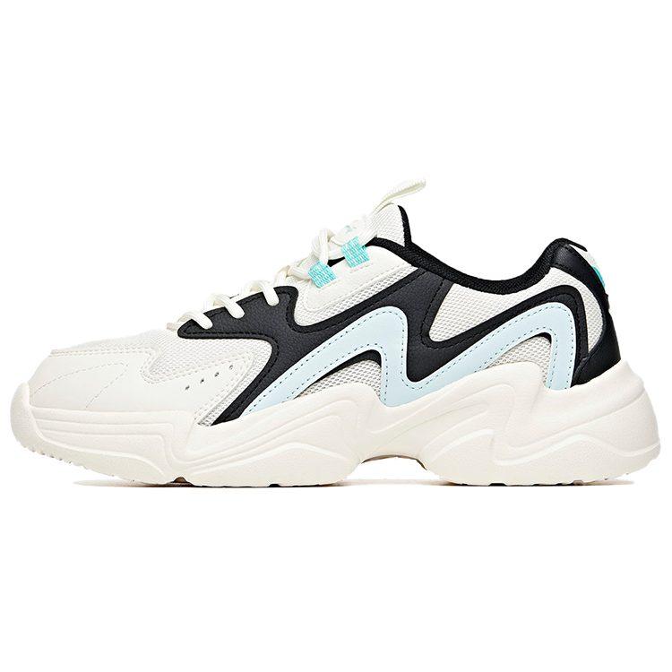 ANTA Chunky Sneakers Women's Low Top Ivory White/Black/Blue 122028825R-4