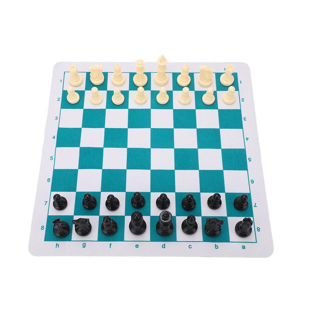 Шахматный набор Пластиковые фигуры Коврик для мыши Настольные игры Шахматная доска из ПУ кожи Дорожный Собрание Детская игрушка
