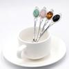 Natural Crystal Stone Stainless Steel Spoon Tea Coffee Dessert Spoons Healing Crystals Rose Quartz Gemstone Creative Home Decor