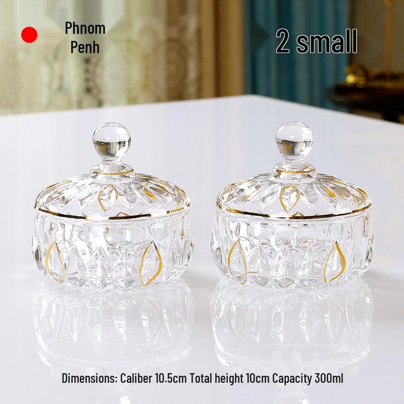 French Luxury Crystal Glass Candy Bowl: Exquisite Transparent Sugar or Jewelry Storage Jar
