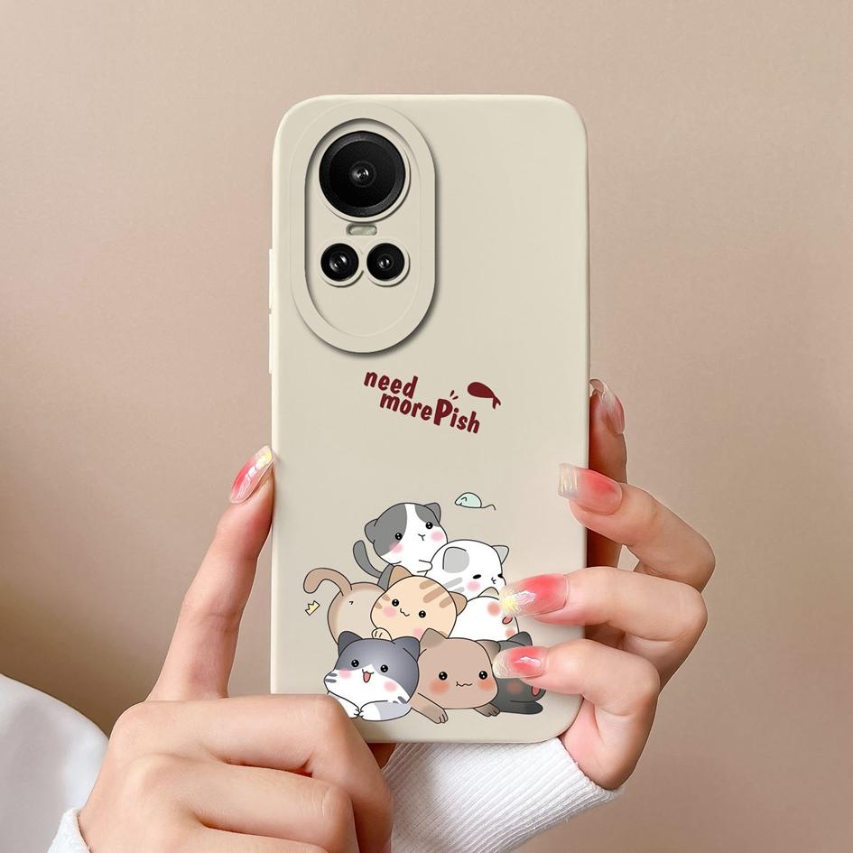 Чехол для Oppo Reno 2 3 4 5 6 7 8 10 Pro 5G задняя крышка с милым котом, матовая противоударная женская сумка для телефона, мягкий силиконовый квадратный корпус для бампера Oppo