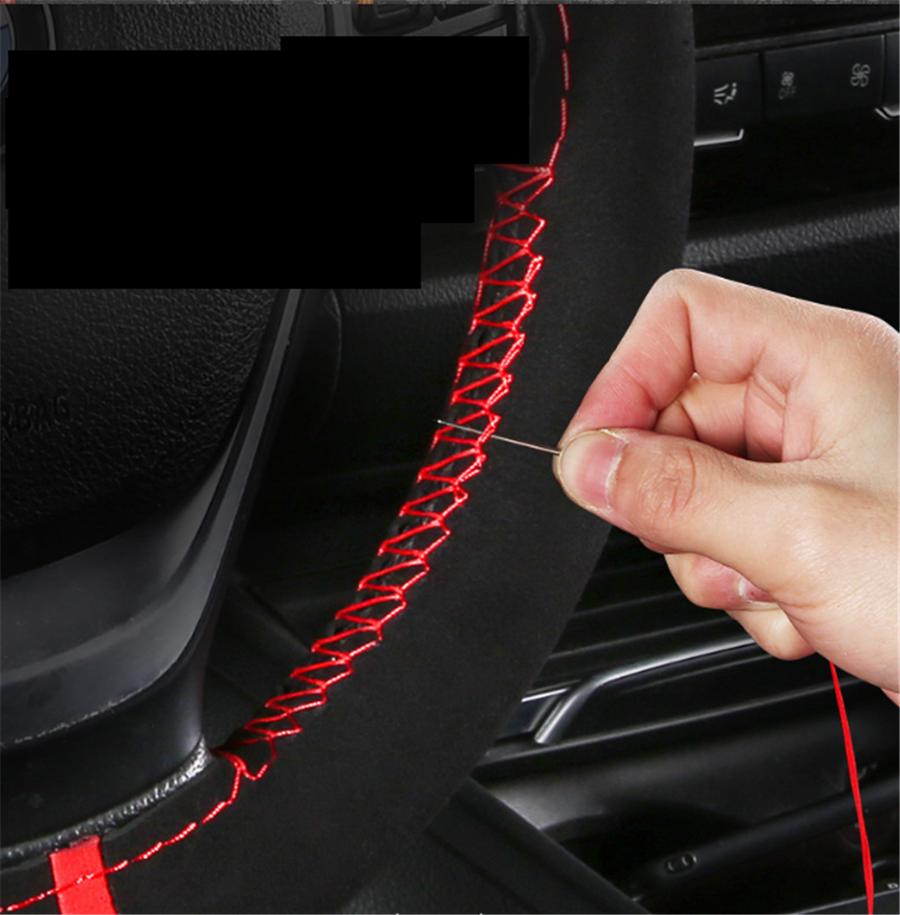 Car Suede Steering Wheel Cover Protector Anti-Slip For 37-38cm Outside Diameter