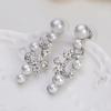 Fashion Alloy Rhinestone Faux Pearl Necklace Earrings Women Bride Jewelry Set