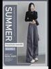 Women's High-Waist Gray Wide-Leg Casual Sports Pants - Spring/Autumn 2023 Collection