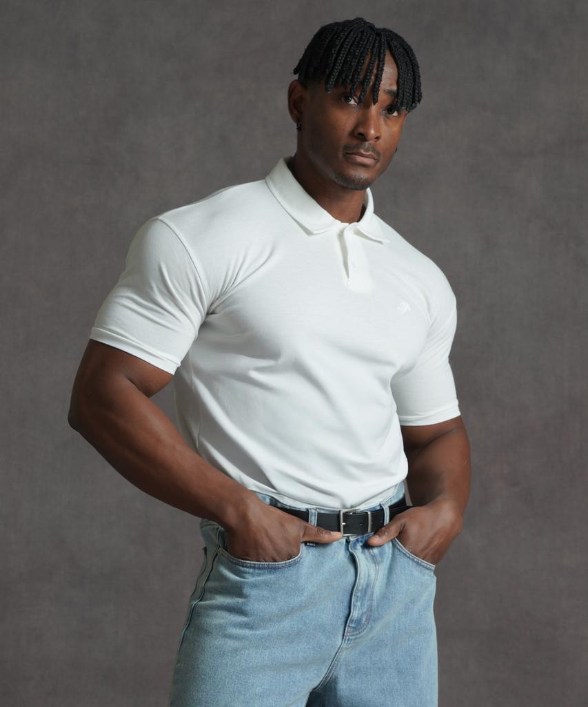 PHERMENON [2Pack] Muscle Fit Lettering Plain Collared T-Shirt (4 Colors)