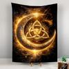 Golden Celtic Moon and Triquetra Design Patterned tapestry for bedroom and living room home decor