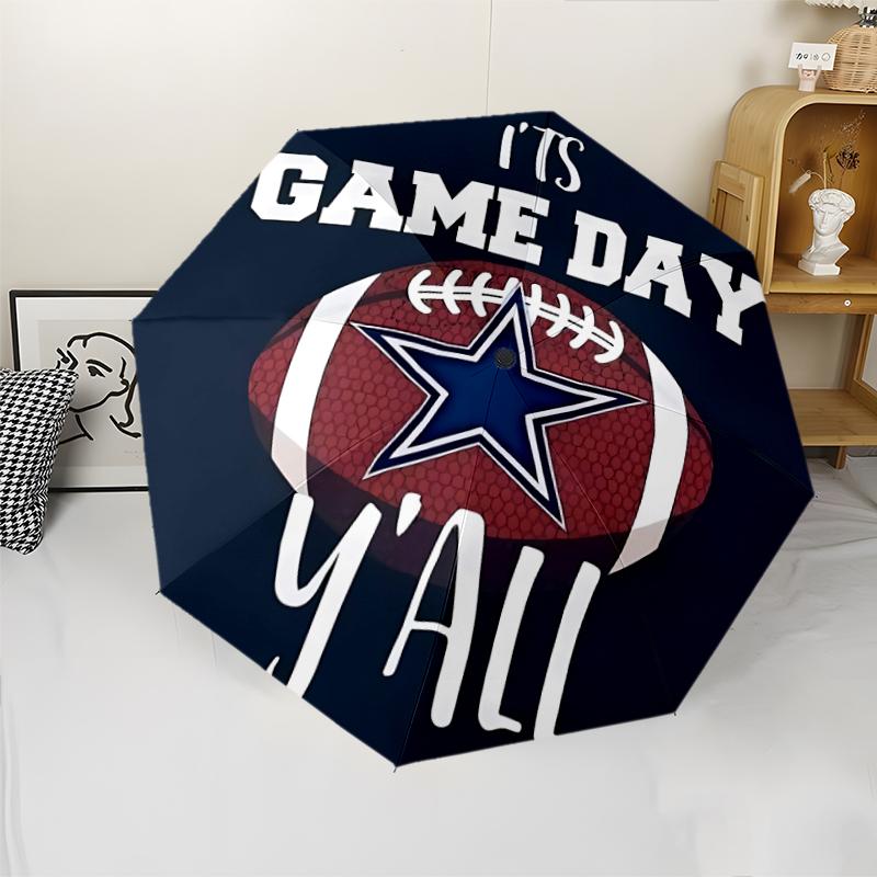 Автоматический зонт с принтом Dallas Cowboys, 8 спиц, железный каркас, пластиковая ручка, подходит для путешествий на свежем воздухе и на каждый день, идеальный подарок