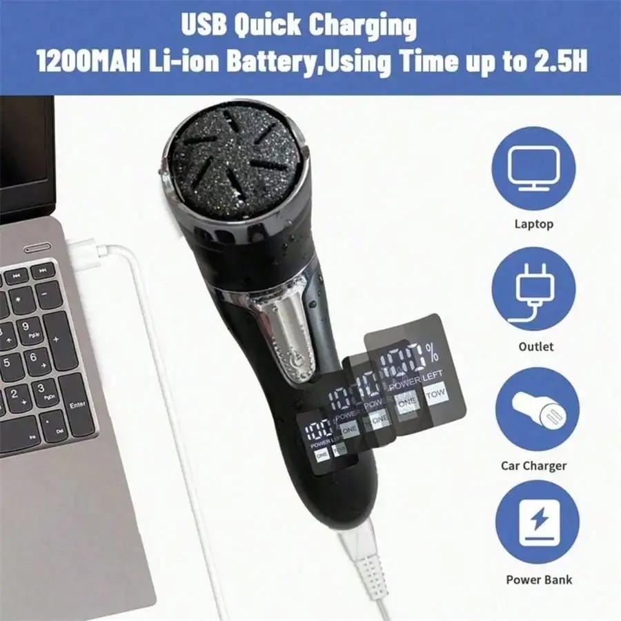 Электрическое устройство для педикюра стоп с пылесборником и ЖК-дисплеем, USB-зарядка для удаления мозолей и отшелушивания стоп