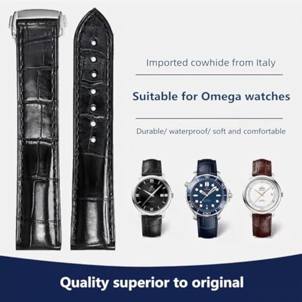 [Nywing] Ремешок для часов Omega Ремешок Omega 19 мм 20 мм 21 мм 22 мм D-застежка Натуральная кожа Аллигатор Patt...