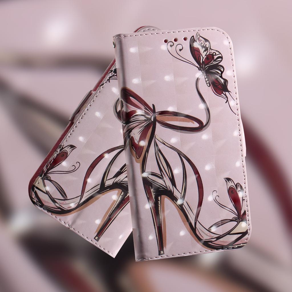 Кошелек из искусственной кожи с 3D-рисованием и бабочкой на высоких каблуках для iPhone Samsung Umidigi Infinix TECNO... Подходит для более чем 900 моделей телефонов