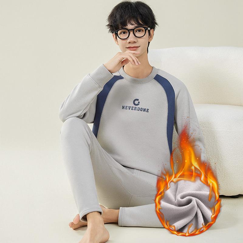 Мужское осеннее термобелье на флисовой подкладке: Подростковый студенческий зимний теплый набор