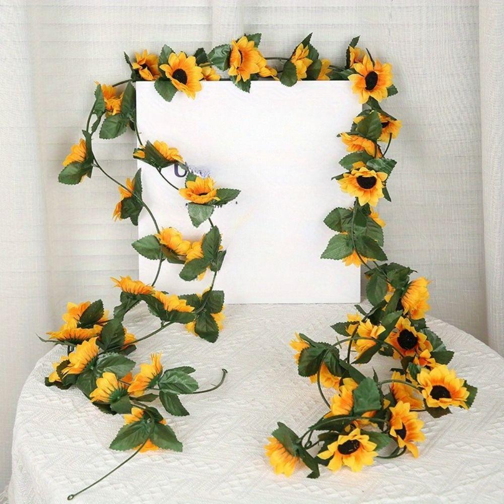 26 Heads Sunflower Artificial Flowers Vine Floral Art Sunflower Hanging Plants New Year