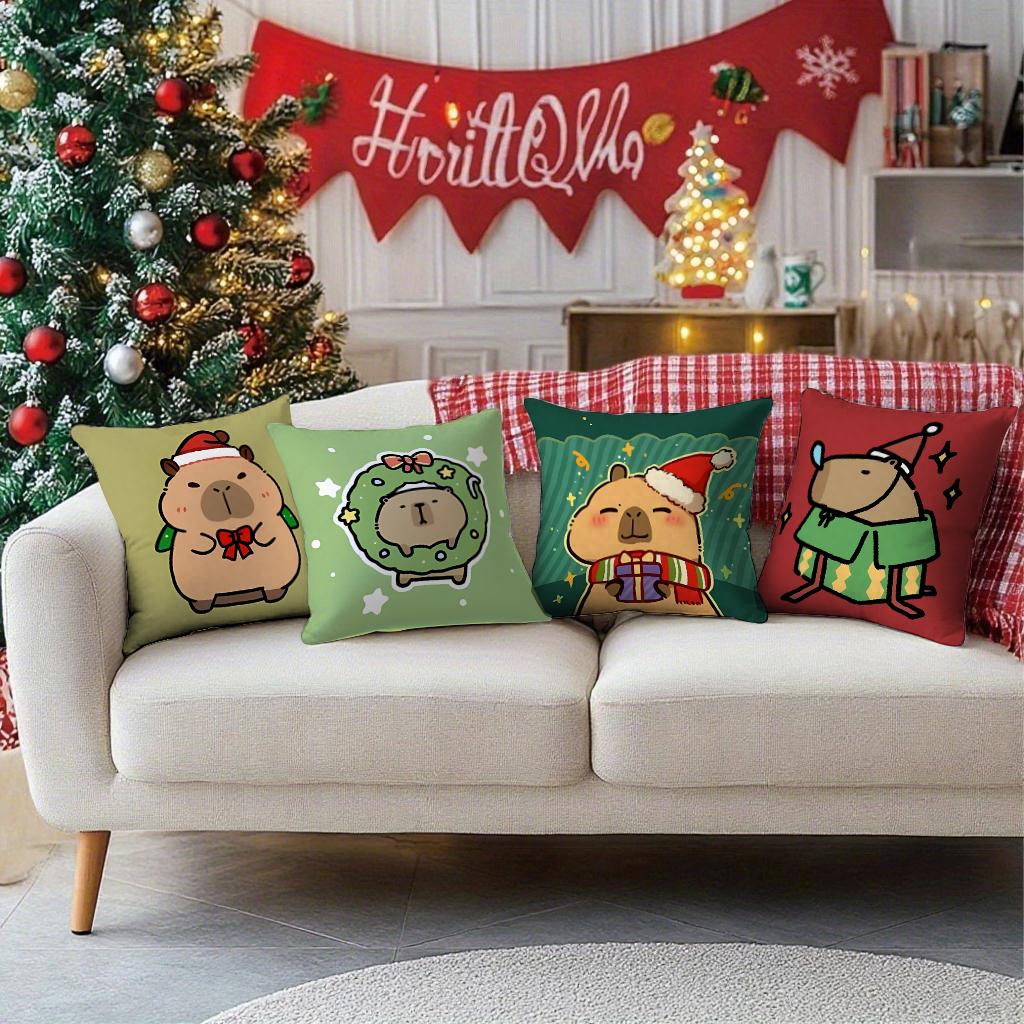 Милая веселая рождественская вечеринка Kapibalajun: Заберите этот набор супер милых наволочек