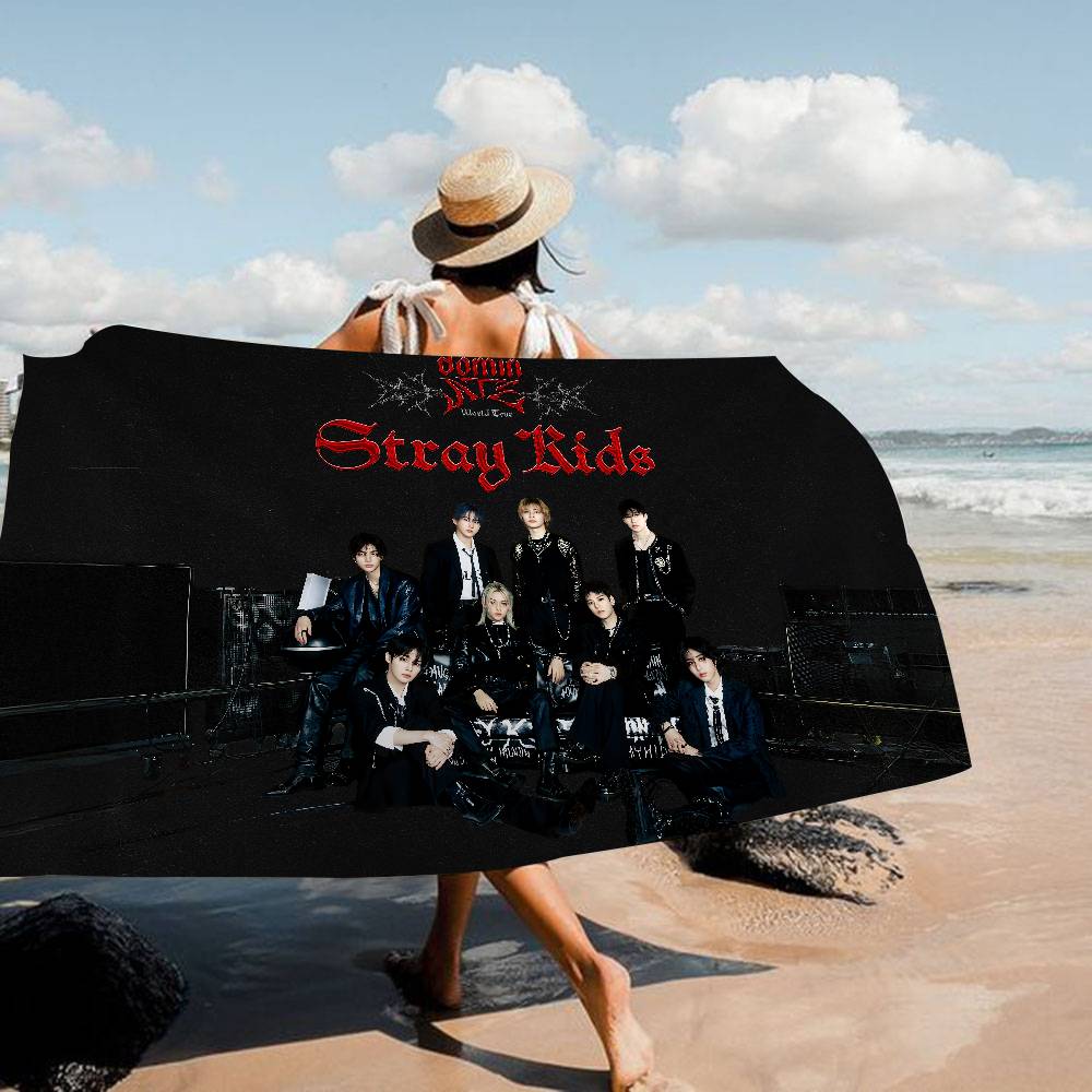 Kpop Star S-Stray Kids Anime Beach Swimming Towel Soft Absorbent Washcloth Children's Gifts For Kids Travel Camping Gym