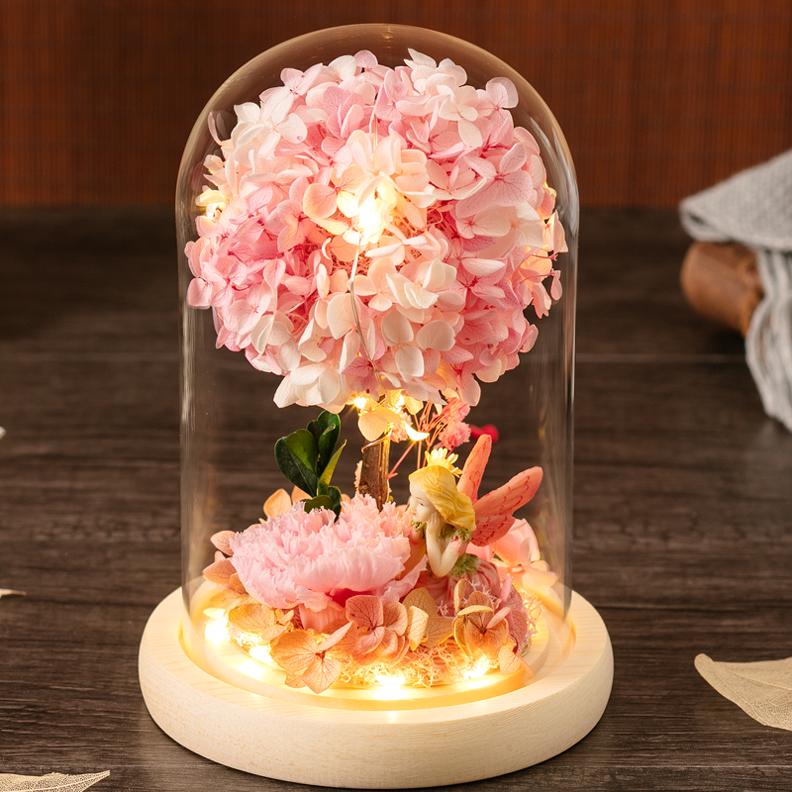 Eternal Dried Roses Glass Dome Gift Box - Perfect for Valentine's, Birthdays, and Special Occasions.
