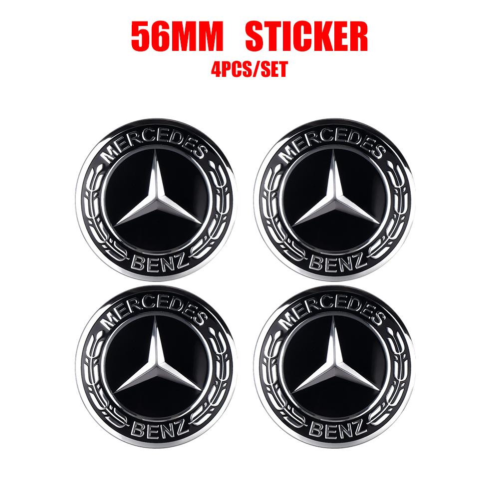 56/60/65mm Aluminum Auto Wheel Center Cap Stickers Benz Badge Tire Accessories For Mercedes Benz G S R C E B A Class E300 S200