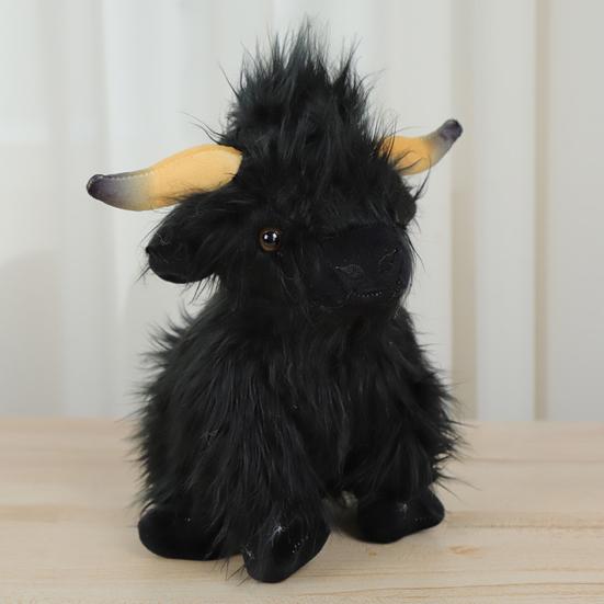 Cow Ornament Realistic Highland Cow Plush Toy Adorable Stuffed Animal for Home Farmhouse Desktop Decorations