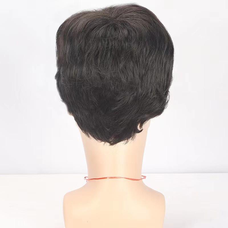 Mens Fashion Fluffy Short Hair Machine-Made Synthetic Wig Daily Wear
