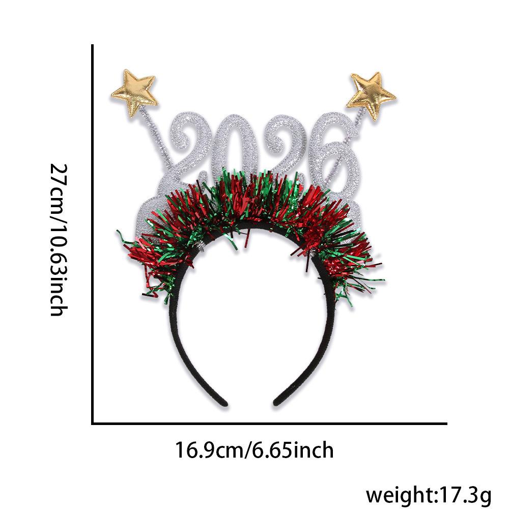 4pcs/set 2026 New Year Headband Glitter Star Headband Plastic Party Decor Christmas NYE Celebration Accessory Photo Props