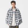 Осенне-зимняя мужская американская мода Нишевая клетчатая куртка с квадратным воротником Весенне-осенний тренд Новое повседневное ретро-пальто
