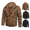 Men Winter Jacket with Multiple Pockets Zipper & Button Closure Thickened Plush Inner Oversize Tactical Cotton Coats Windproof Keep Warm Work