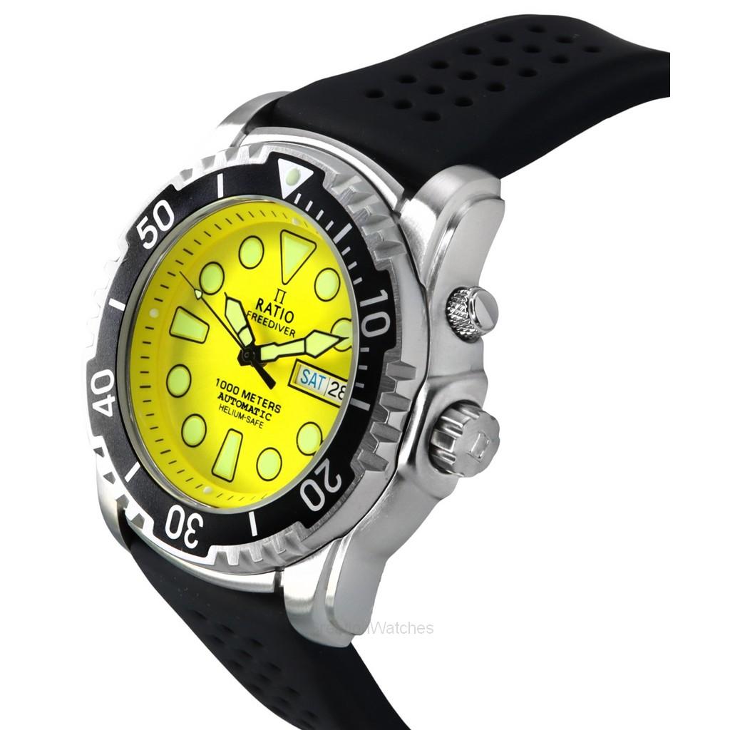 RATIO FreeDiver Версия 03 Helium Safe 1000M Автоматический Желтый циферблат 1068HA90-34VA-YLW-V03 Мужские часы