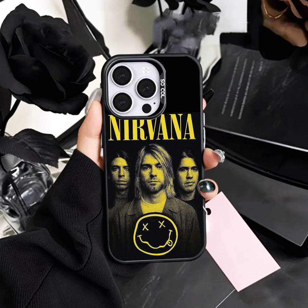 L-Lamentably N-Nirvana R-Rock Band Phone Case For iPhone17,16,15,14,13,12,11 Plus,Pro Max Colored Silver Plated Inside Cover