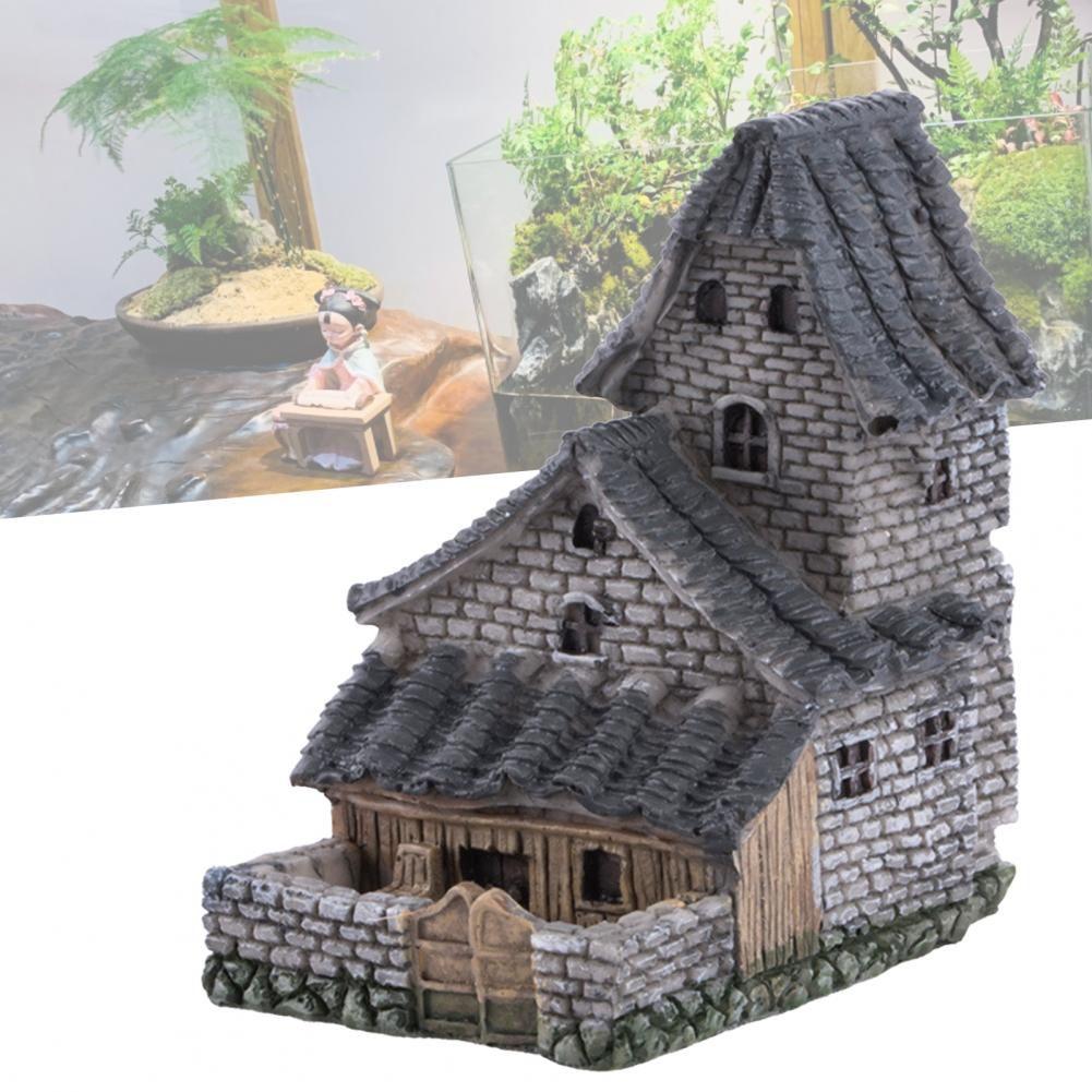 Realstic 1 pcs DIY Crafts Tradiational House Model Scene Statue Bonsai Decor Figurines