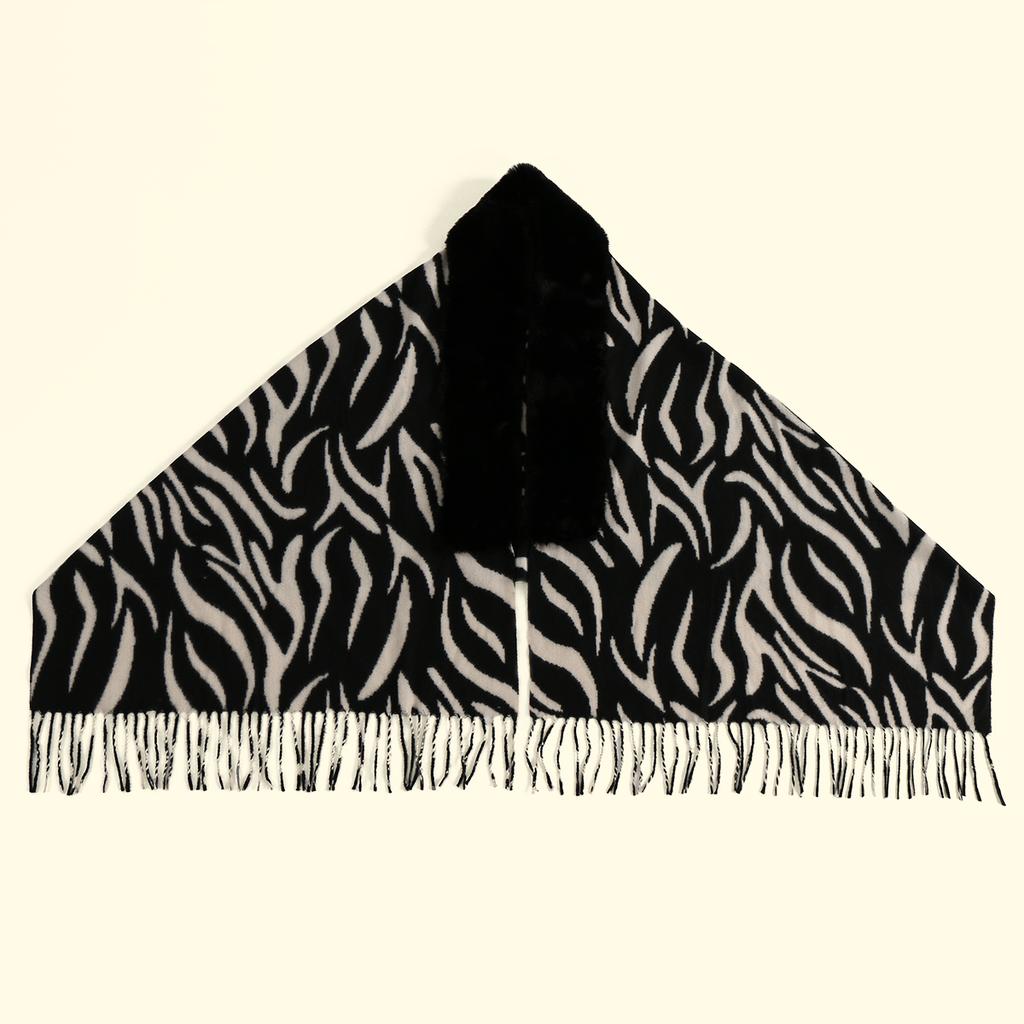 Новый кашемировый платок-шаль с меховым воротником для женщины, теплый платок с кистями, модные длинные накидки, утолщенная пашмина, шарфы с принтом зебры