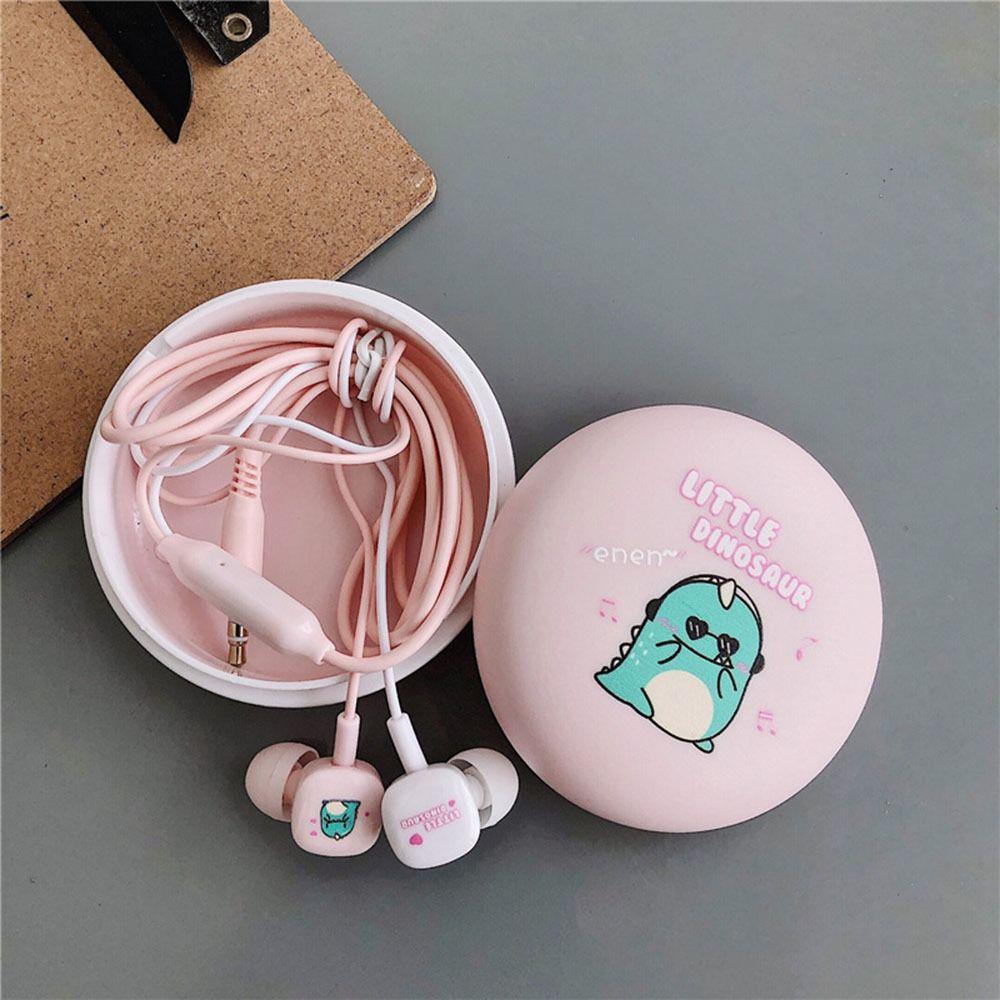 With Storage Box Wired Headphones Dinosaur Earplugs Exquisite Wired Headset  Videos