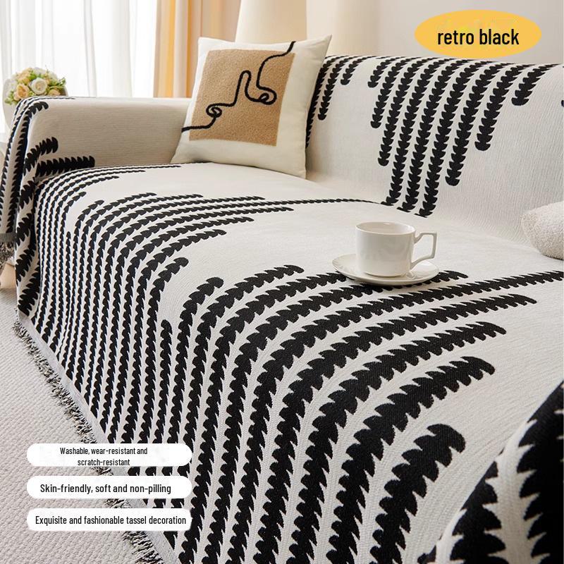 Chenille Nordic Sofa Cover: One-Piece, Dust-Proof, All-Season Blanket