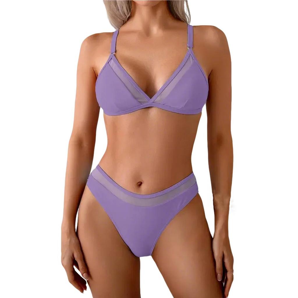 Women's Solid Swimwear Sense Bikini With Chest Pad No Steel Bra Swimwear