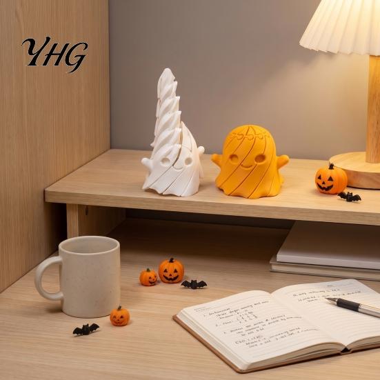 Desktop Ornament for Halloween 3D Printed Ghost Fidget Toy, Flexible Slippery Sensory Toy Kids Adults, Desk Decorations Stress Relief Figurine