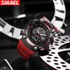 SMAEL Брендовые мужские спортивные часы с двойным дисплеем, аналоговые цифровые светодиодные электронные кварцевые наручные часы, водонепроницаемые военные часы для плавания 8089