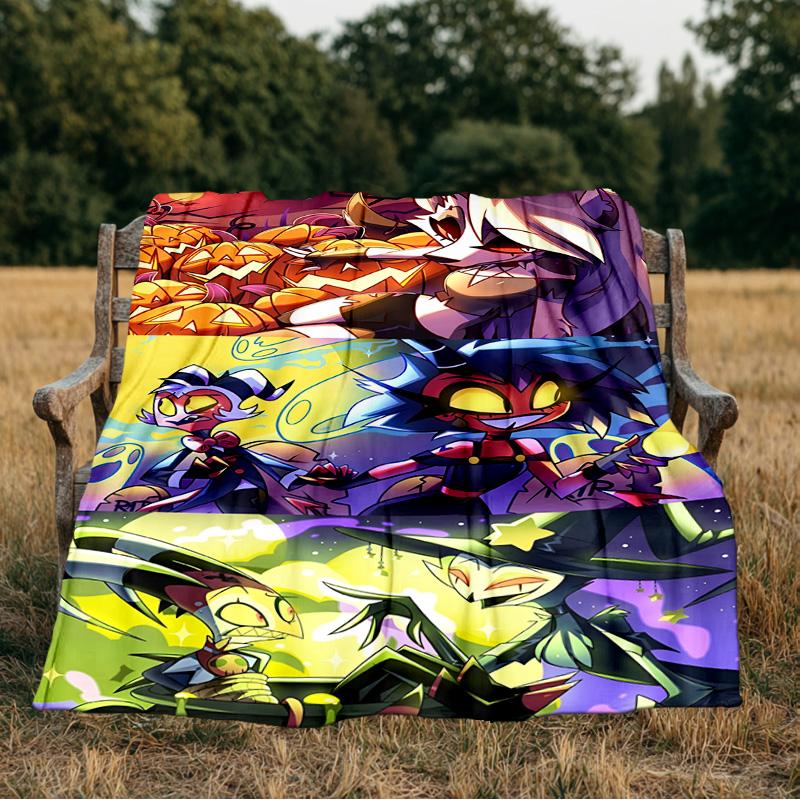 Cityscape Hazbin Nightmares Blanket Flannel Throw for Sofa, Indoor, Camping, Living Room, Office, Chair, And Bed Soft Birthday Gift