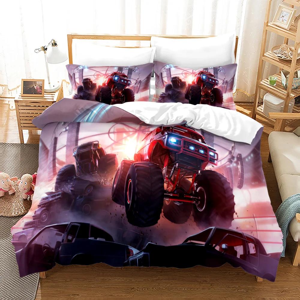 Постельное белье M-Monster Jam Односпальное/Полуторное/Двуспальное/Евро/King Size Постельный набор Monster Jam F-F1 Спальня для взрослых и детей Комплекты с пододеяльником 3D Аниме