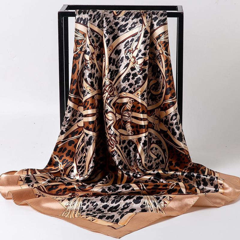 Spring/Summer New Women'S Silk Scarf 90 * 90cm Simulated Silk Twill Square Scarf Fashion Printed Large Square Scarf Professional Scarf
