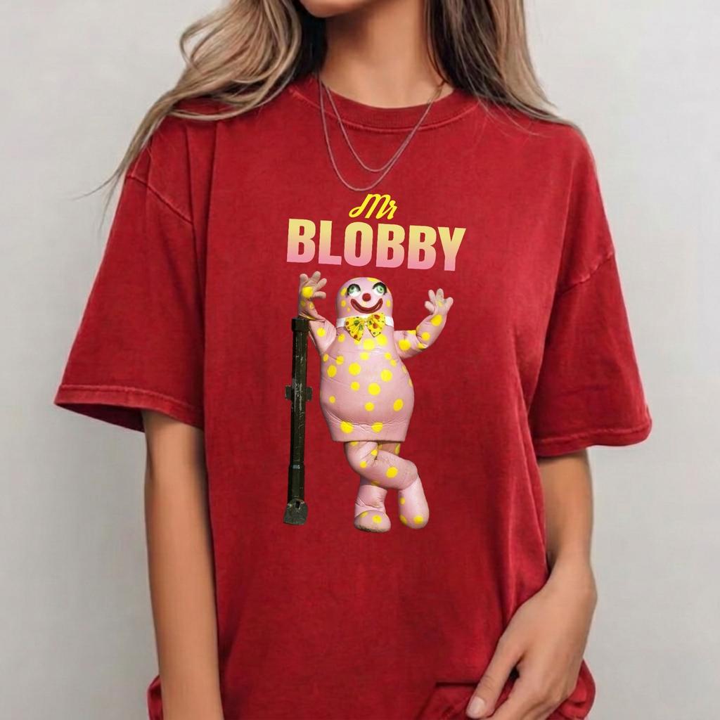 Mr Blobby T-Shirt Funny Retro 90s Cartoon Character Vintage Unisex Gift Tee Top