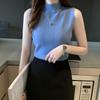 Half Turtleneck Sleeveless Sweater for Women In Summer New Slim Thin Bottoming Shirt Underwear Vest Short Top