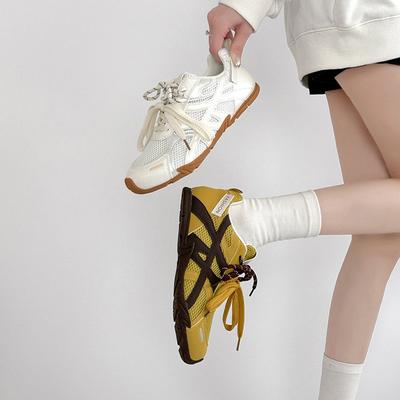 2025 новые летние ретро вставки сетка шнуровка немецкие тренировочные туфли женские спортивные на плоской подошве универсальные дышащие повседневные кеды