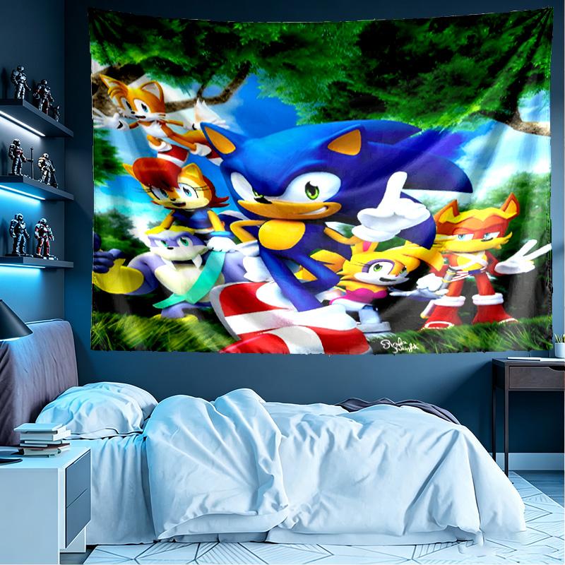 Sonic Print Tapestry, Lightweight Wall Hanging, for Bedroom, Dorm, Living Room, Home Art Decor, Birthday Christmas Gift for Friends
