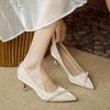 2024 Wedding Shoe Tip with Pearl Comfortable Simple Sexy Style High Heels Popular Light Mouth Solid Color Fashion High Heels